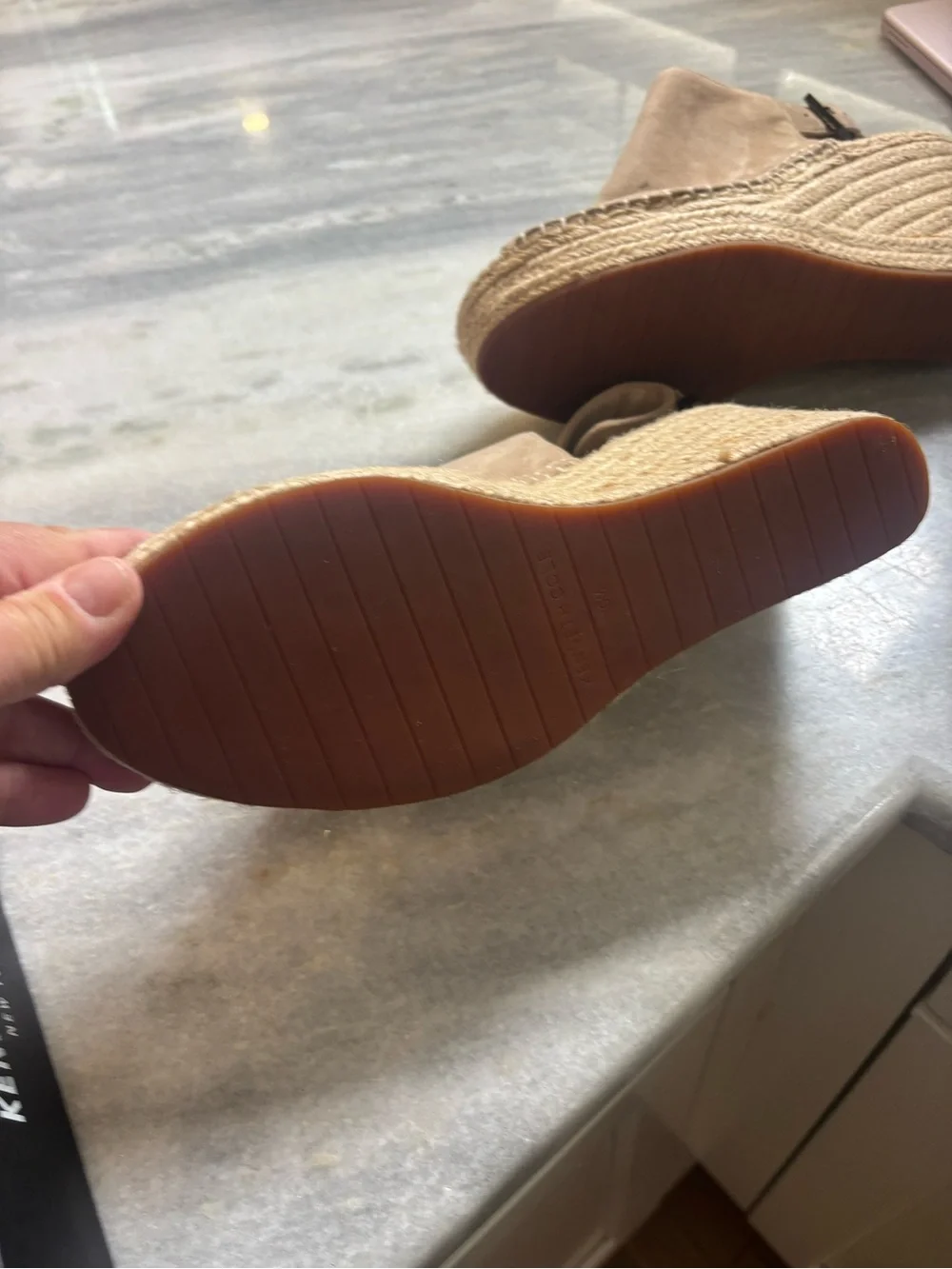 Kenneth Cole Beige/Tan Espadrille Wedge Sandals